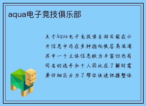 aqua电子竞技俱乐部